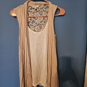 Le Rouge M Tan and White Assemetrical Hem